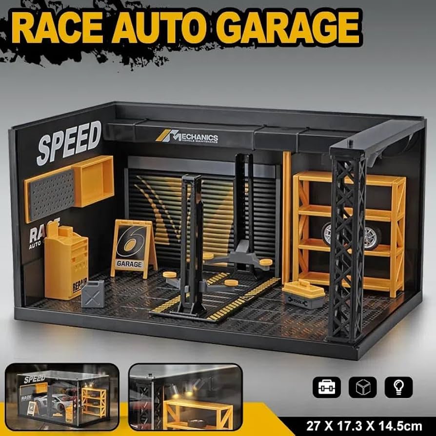 Amazon.co.jp: Raineed ミニカー整備場 1/24 ガレージ ジオラマ 修理